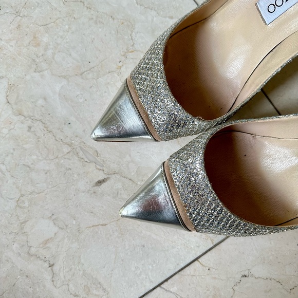 Jimmy Choo Silver Champagne Love 100 Pumps Heels 37.5 - Picture 9 of 12